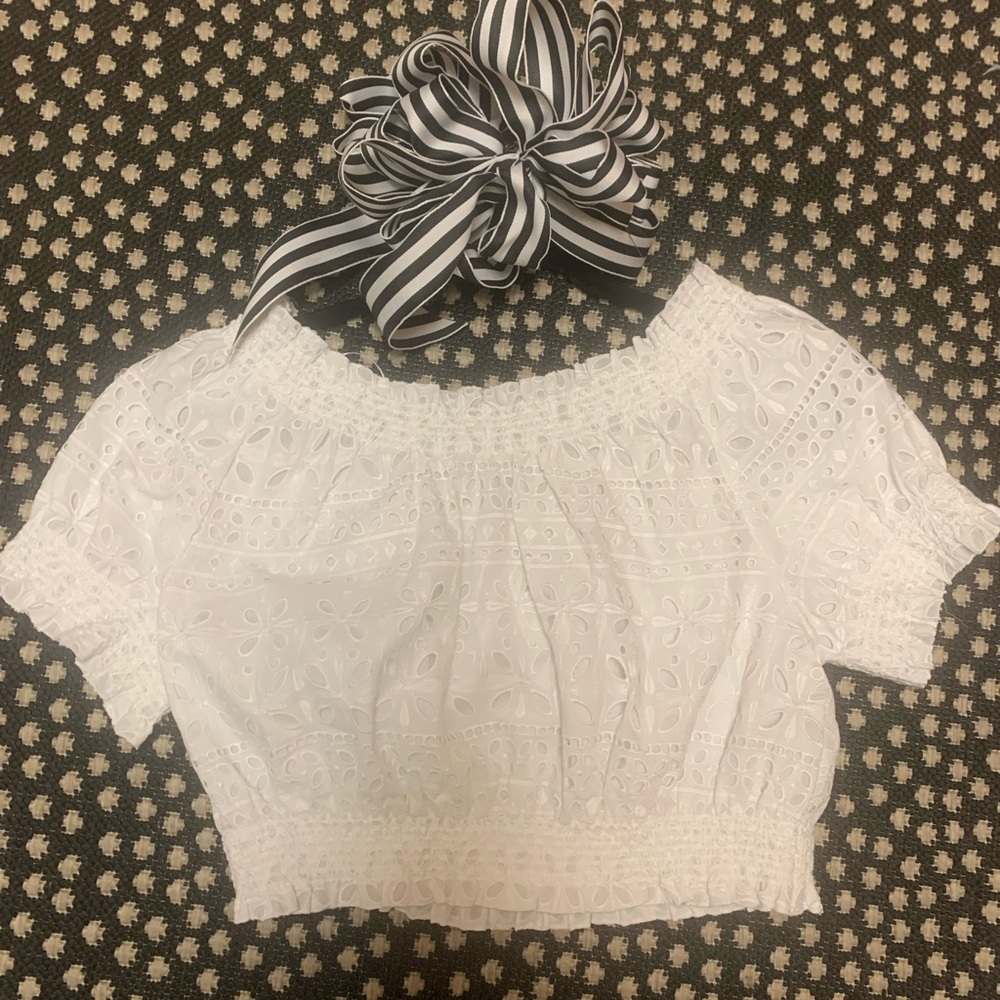 J crew puff sleeve smocked top